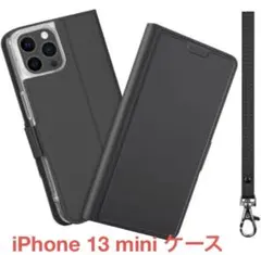 iPhone 13 mini ケース 手帳型 薄型 ストラップ