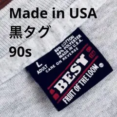 90s アメリカ製 フルーツオブザルーム グレー 黒タグ BEST サイズL