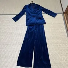 ネイビーブルー ベルベット スーツ セット