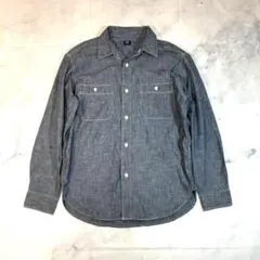 UNIQLO ユニクロ デニムシャツ 長袖 グレー シンプル トラッド S 綿