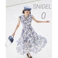 極美品✨スナイデル プリントプリーツワンピース NVY 0サイズ
