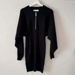 ZARA 黒 ジッパー付き 長袖ワンピース