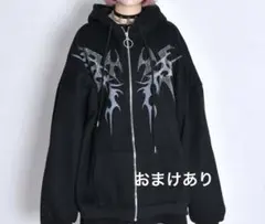 VOLCAN & APHRODITE トライバル パーカー　ラインストーン　黒