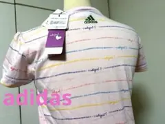 新品タグ　アディダス　adidas Tシャツ　ピンク♡ラメロゴ入　ロゴ柄コットンのサムネイル