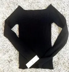 RESEXXY ブラック リブ編み 長袖ニット