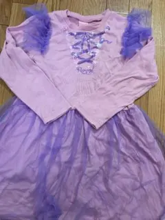 130cmラプンツェル長袖ワンピース（ピンク・紫）