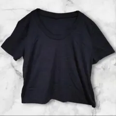 Vネック半袖Tシャツ　ブラック