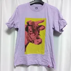 UNIQLO 牛プリント 半袖Tシャツ Ｌサイズ 薄紫 ユニクロ メンズ UT