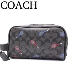 【極美品】COACH シグネチャー スモールトラベルキット セカンドバッグ 黒