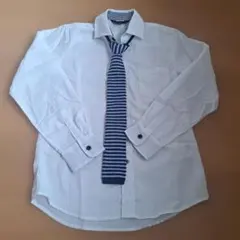 BSW 長袖シャツ 140 ホワイト ネクタイ付き