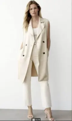 【美品】ZARA ザラ フェイクスエード ロングベスト ジレ Sサイズ