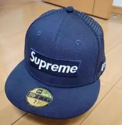 美品★Supreme boxlogo メッシュキャップ ネイビーサイズ7 3/4