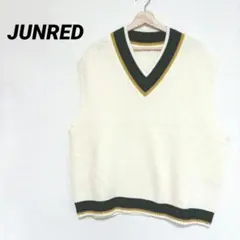 2650M　ジュンレッド　チルデンニット　ベスト　トップス　ライン　Vネック
