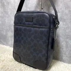 【極美品】COACH コーチ フライトバッグ レザー PVC ネイビー 濃紺