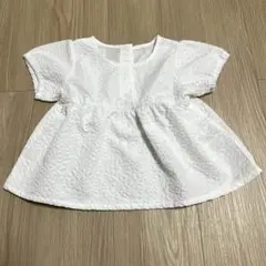 西松屋　ふくれジャガード半袖ブラウス　ホワイト　　95cm