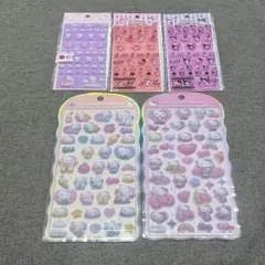 正規品★サンリオ　コットンパフィー2枚　タイルシール3枚　ハローキティ　クロミ