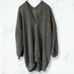 a3415 サマンサモスモスブルー ニット グレー フリーサイズ 五分袖 麻混