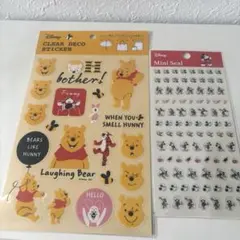 ディズニー　ステッカー　プーさん　クリアデコ　ミッキーマウス　ミニシール　未開封
