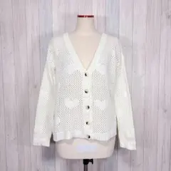 【FOREVER21】長袖ニットカーディガン 羽織り ハート柄 透かし編みのサムネイル