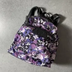 未使用級✨️ ANNA SUI リュック 総柄 ロゴ刻印 紫 × 黒 大容量のサムネイル