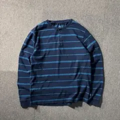 00s Faded Glory ヘンリーネック ボーダー カットソー ロンT