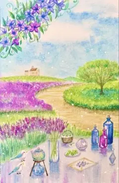 水彩画 原画 新緑と小川と小鳥 値段は※900円です - メルカリ