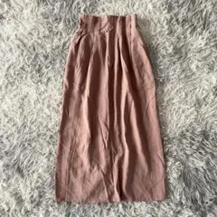 『GU』ジーユー　ロングスカート　ハイウエスト　バックスリット　モカ(S)