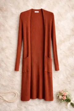 【完売品】DouDou ロングリブカーディガン｜上質ニット・美シルエット