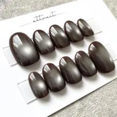 【サイズオーダー】No.256 ネイルチップ　冬ネイル　マグネット　ブラウン