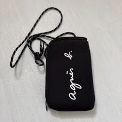 agnis b. ブラック スマホショルダーバッグ