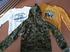 迷彩フード付きトレーナーと長袖Tシャツ3点セット