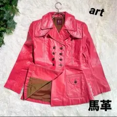 【本革】レザージャケット F ブルゾン 馬革 赤 ダブルボタン 美品 希少品