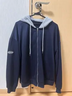 SHEIN フード付きパーカー ネイビー/グレー