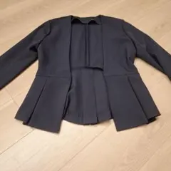 美品　ルイルエブティック ノーカラージャケット ペプラム ネイビー S