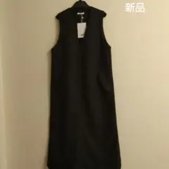 CLASSICAL ELF　上品ポケット付きVネックワンピース　黒　S