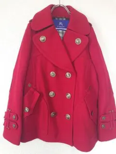 バーバリー　ブルーレーベル　ロゴ金ボタンノバチェック　ピーコート38 M