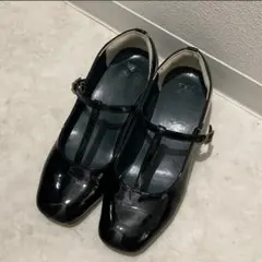 パンプス ブラック 黒 スクエアトゥ エナメル