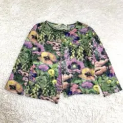 22138✨リミフゥ フローラル 花柄 アシンメトリーカーディガン アンゴラのサムネイル