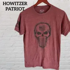 HOWITZER PATRIOT バーガンディ Tシャツ 半袖 パンク風スカル