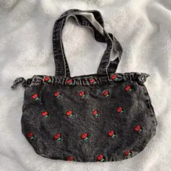 新品　チェリー刺繍デニムショルダーバッグ