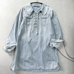 ラルフローレン長袖シャツ フレア ダンガリー デニムシャツ オーバーサイズ