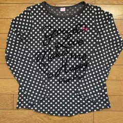 メゾピアノmezzo pianoドット柄長袖カットソー 160 Ｌ　グレー　美品