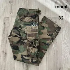 新品 mnml 迷彩 ペイント加工 カーゴフレアパンツ 32 ブーツカット 