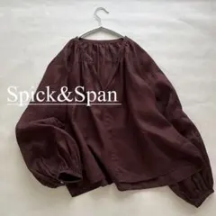 美品【Spick&Span 】麻 パフスリーブ ギャザープルオーバーブラウス