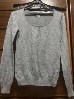 earthmusic&ecology グレー長袖ニット S ビジュー付き