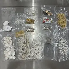 ハンドメイド素材まとめセット 貝殻パーツ、金属パーツ接続金属