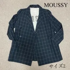 MOUSSY ブラックチェック柄 テーラードジャケット サイズ2のサムネイル