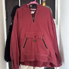 X-girl アノラックパーカー 赤 ハーフジップ ロゴ ストリート レディース