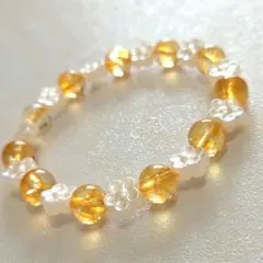 天然石イエロークォーツと花のブレスレット