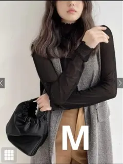 GRL ウェーブモックネックメロウシアートップス ブラック